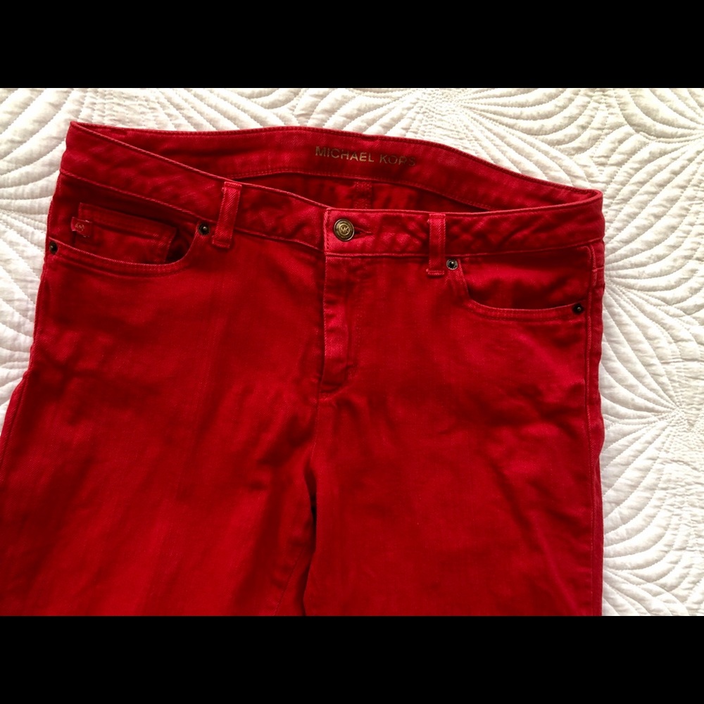 Michael Kors Ladies Red Denim Pants SZ 8 - Picture 9 of 13